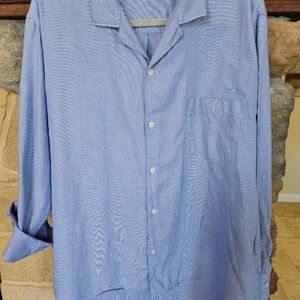 Zara Womens Oxford Shirt Blouse Oversized Blue Button Down L